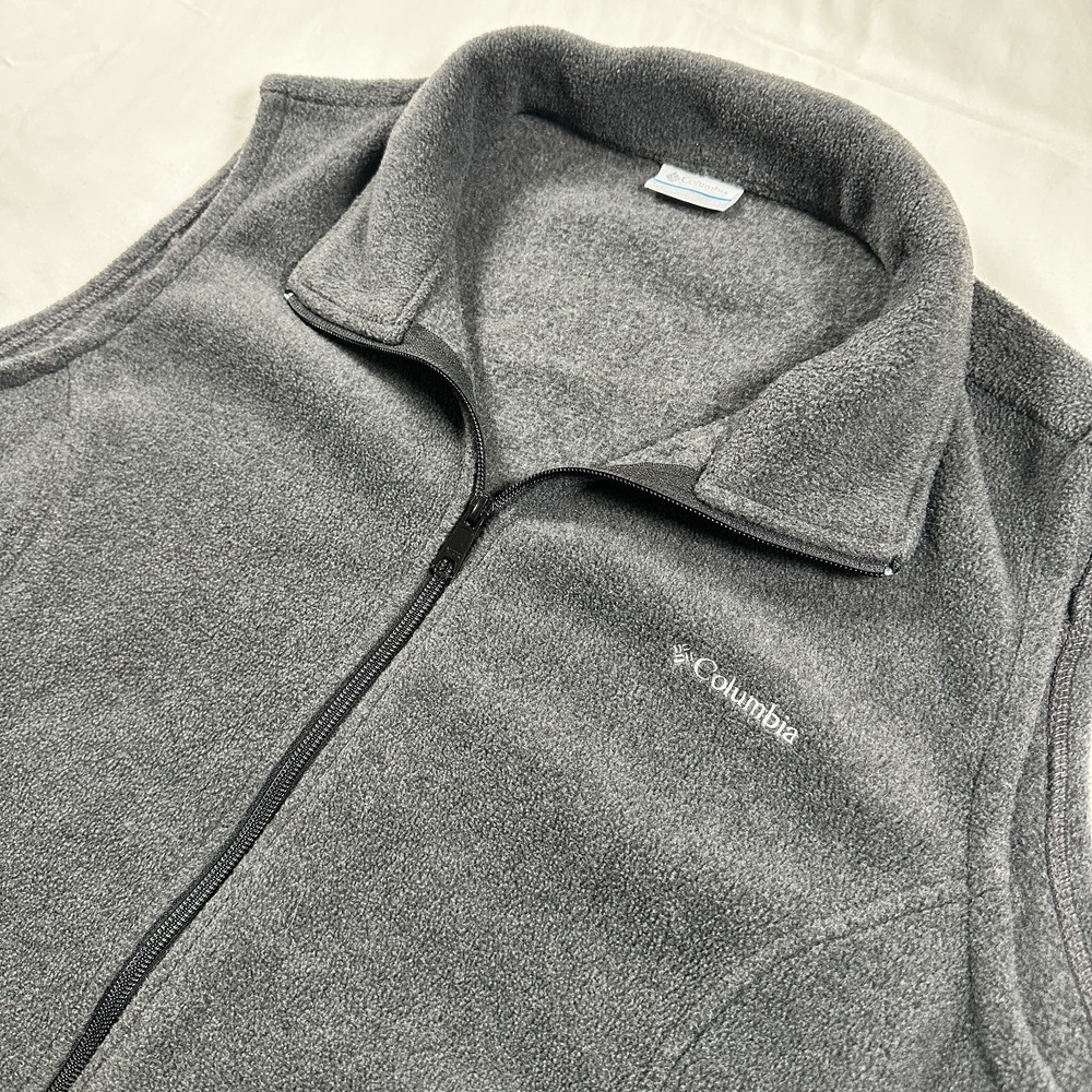 Columbia Men's Fleece Vest‎ Charcoal Gray Full Zip Pockets Size 2x